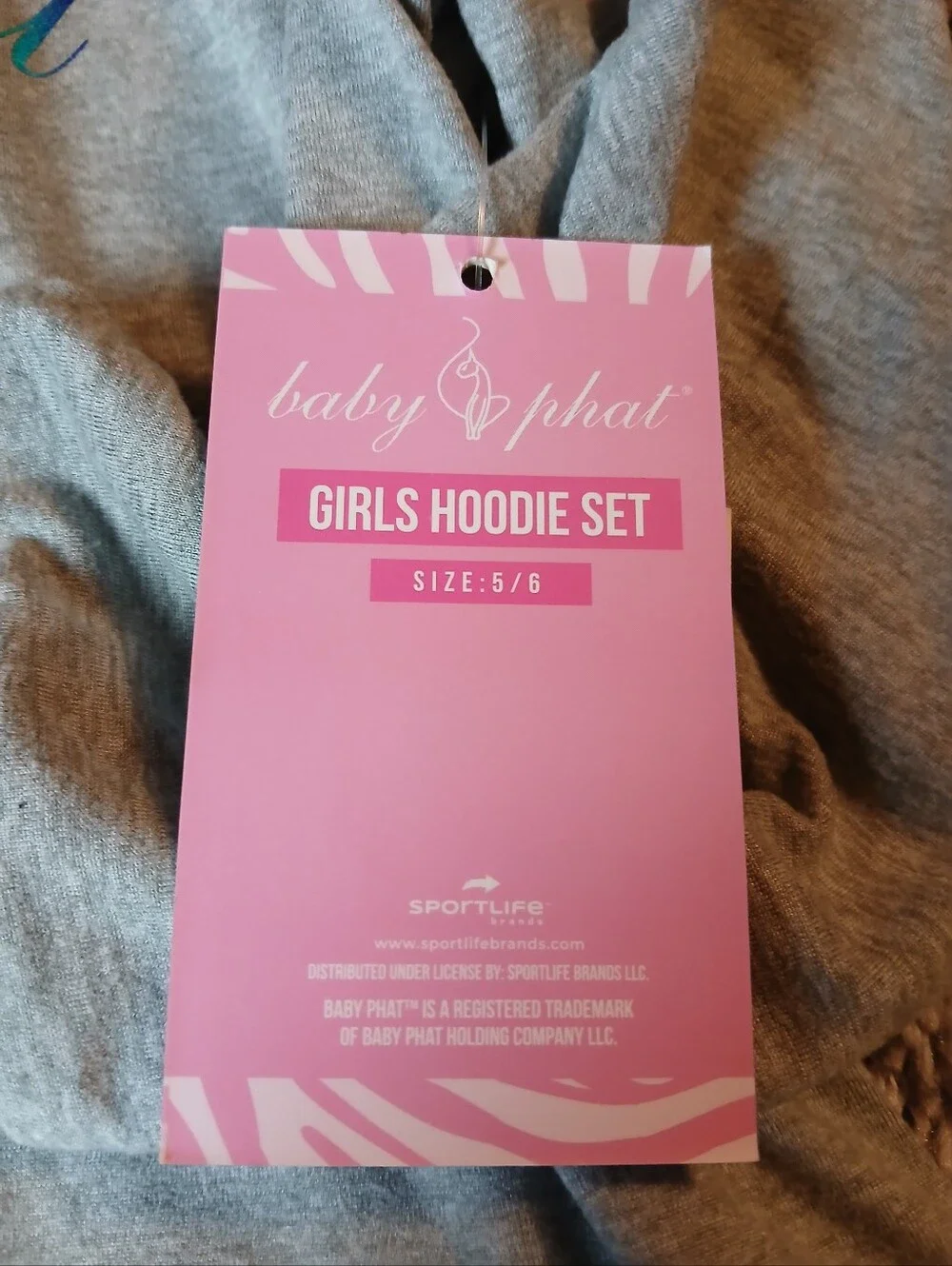Baby Phat Girls NWT Gray Rainbow Logo Hoodie & Pink Zebra Leggings Set Size 5/6